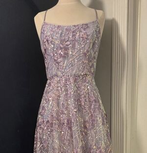 Chic Lavender Floral Prom Dress